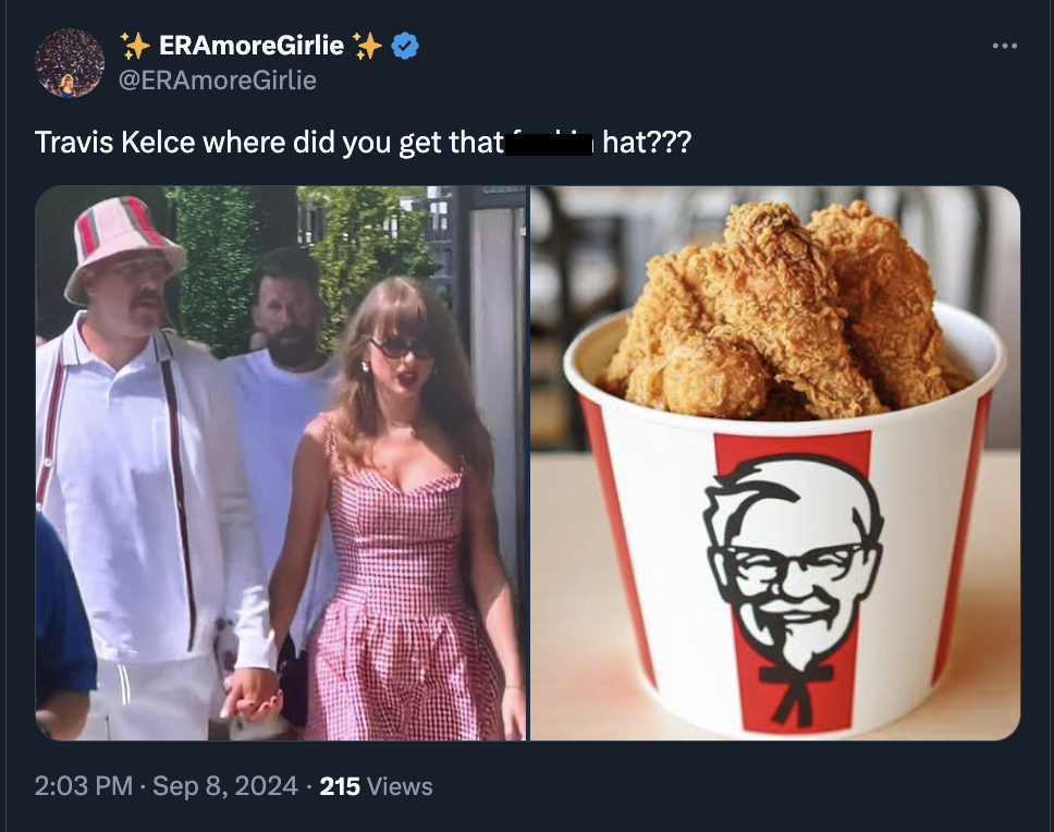 2022 kentucky fried chicken bucket - ERAmoreGirlie Travis Kelce where did you get that 215 Views hat???